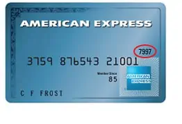 Front of credit card showing location of security code