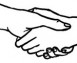 a line drawing of two hands shaking by Aidan Jones