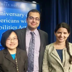 Champions of Change Lydia Brown (left) and Zoe Gross (right) with ASAN President Ari Ne'eman (center)