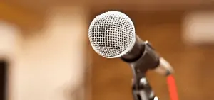 Photo of microphone with blurred background
