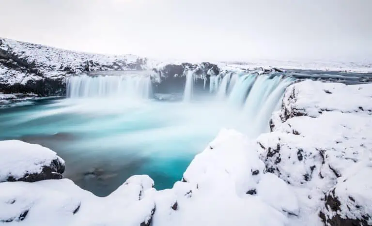snowy waterfalls